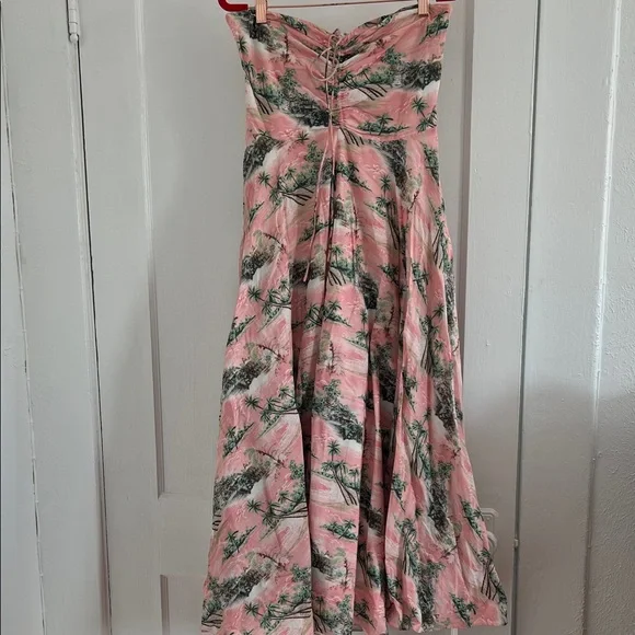 Cara Cara Strapless Maidstone Pink and Green Dress - Picture 1 of 6